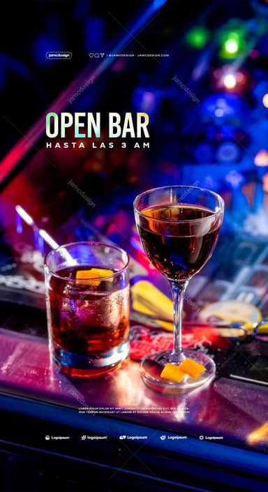 Open Bar Flyer Template PSD Editable