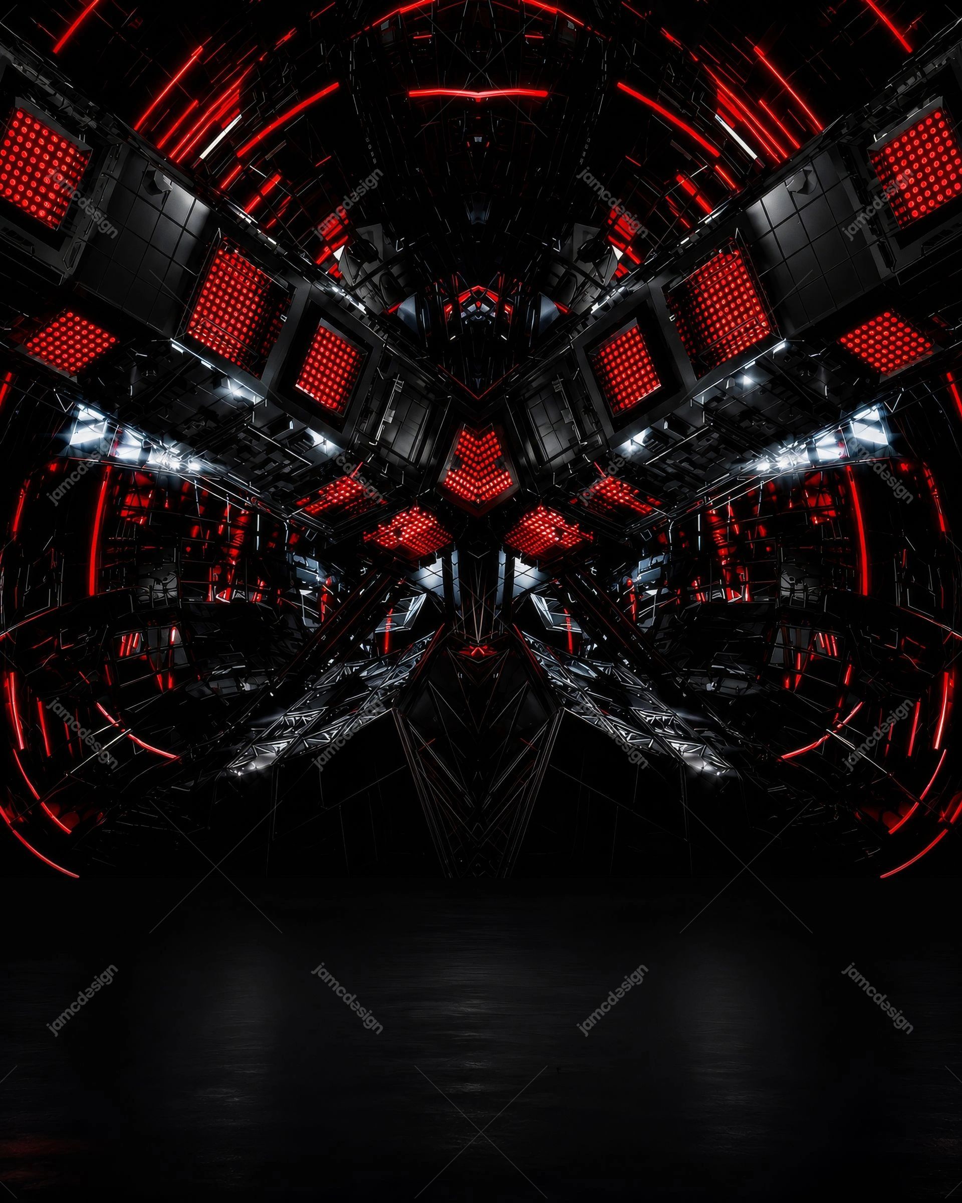 Futuristic Red Neon Tech Stage Background