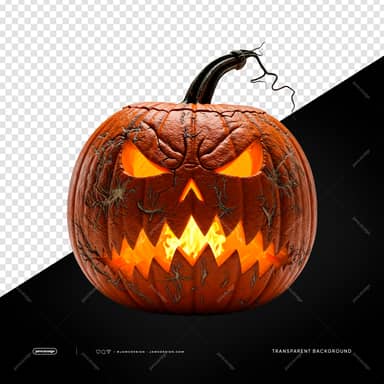 Glowing Evil Jack O Lantern Pumpkin Fiery Jagged Teeth PNG Transparent
