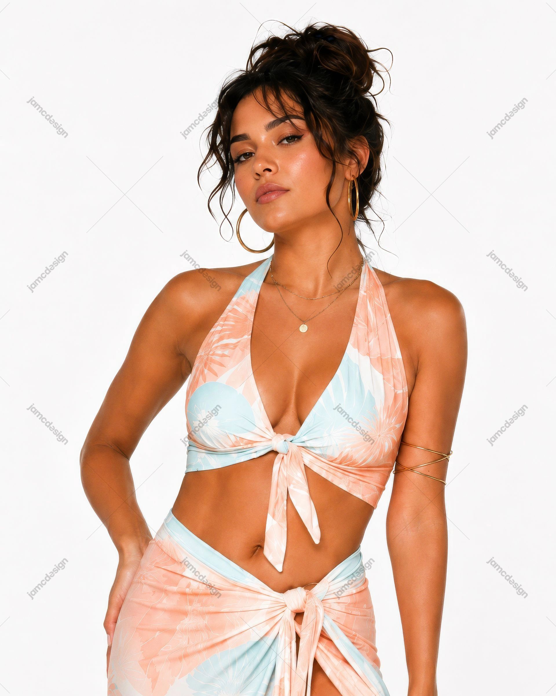 Summer Beachwear Woman Studio Portrait
