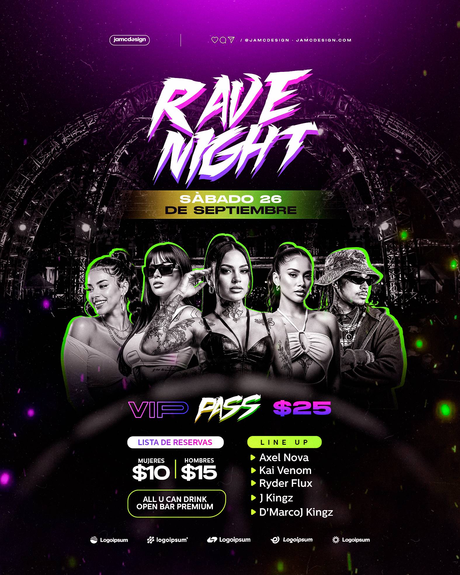 Rave Night Flyer Template PSD Editable
