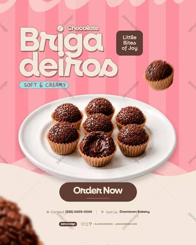 Chocolate Brigadeiro Flyer Template PSD Editable