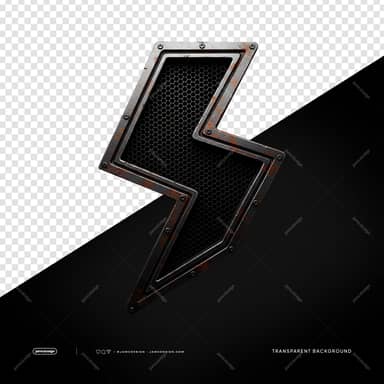 Black Metal Lightning Bolt Industrial Honeycomb PNG Transparent