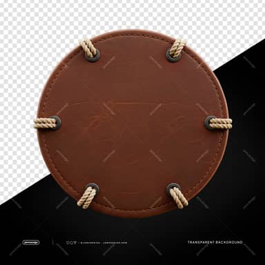 Brown Leather Round Board With Rope Loops PNG Transparent