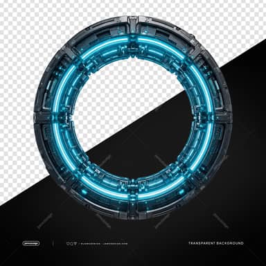 Anel de Portal Néon Azul Futurista Fundo Transparente