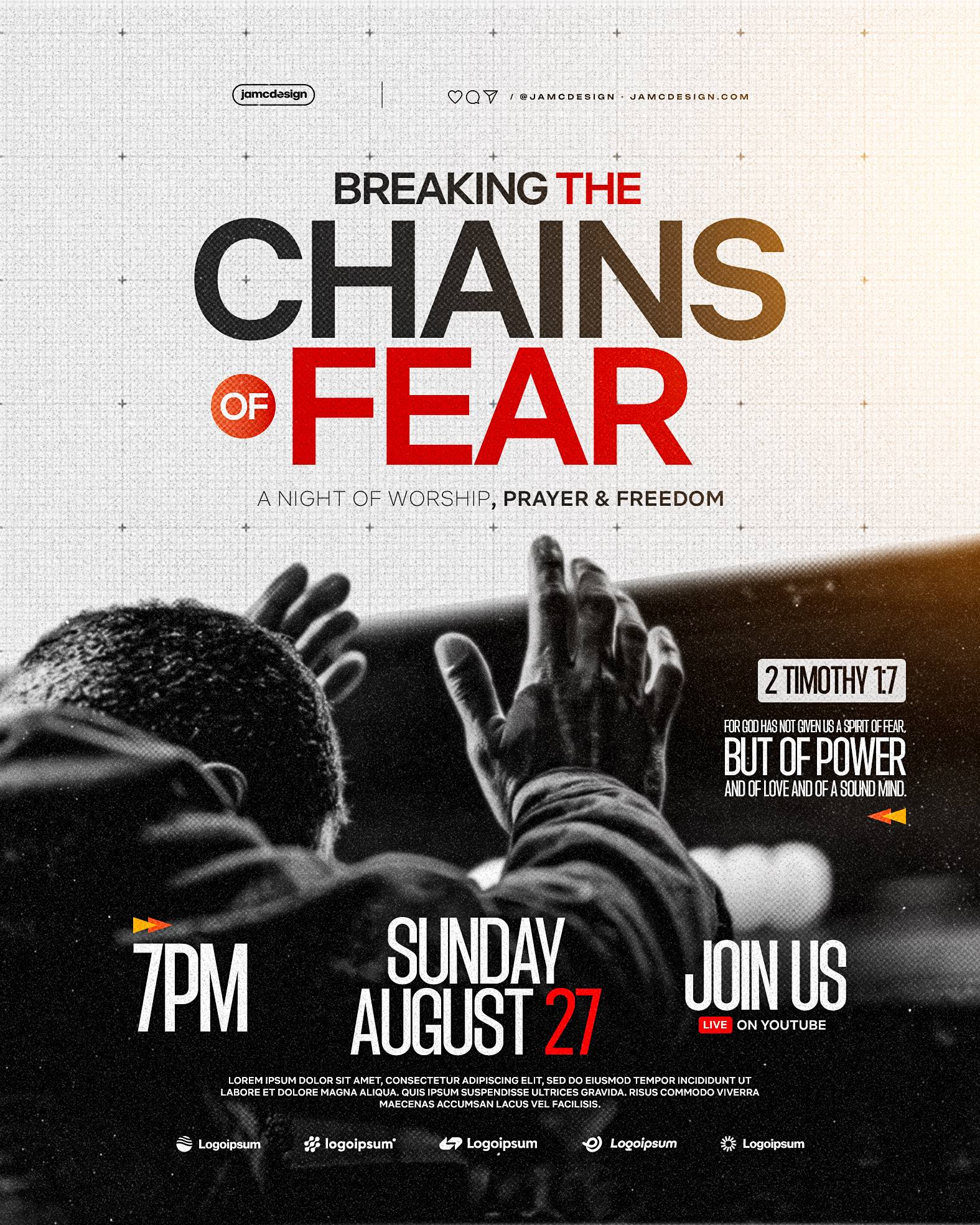 Modern Christian Church Worship Flyer Design Template PSD Editable