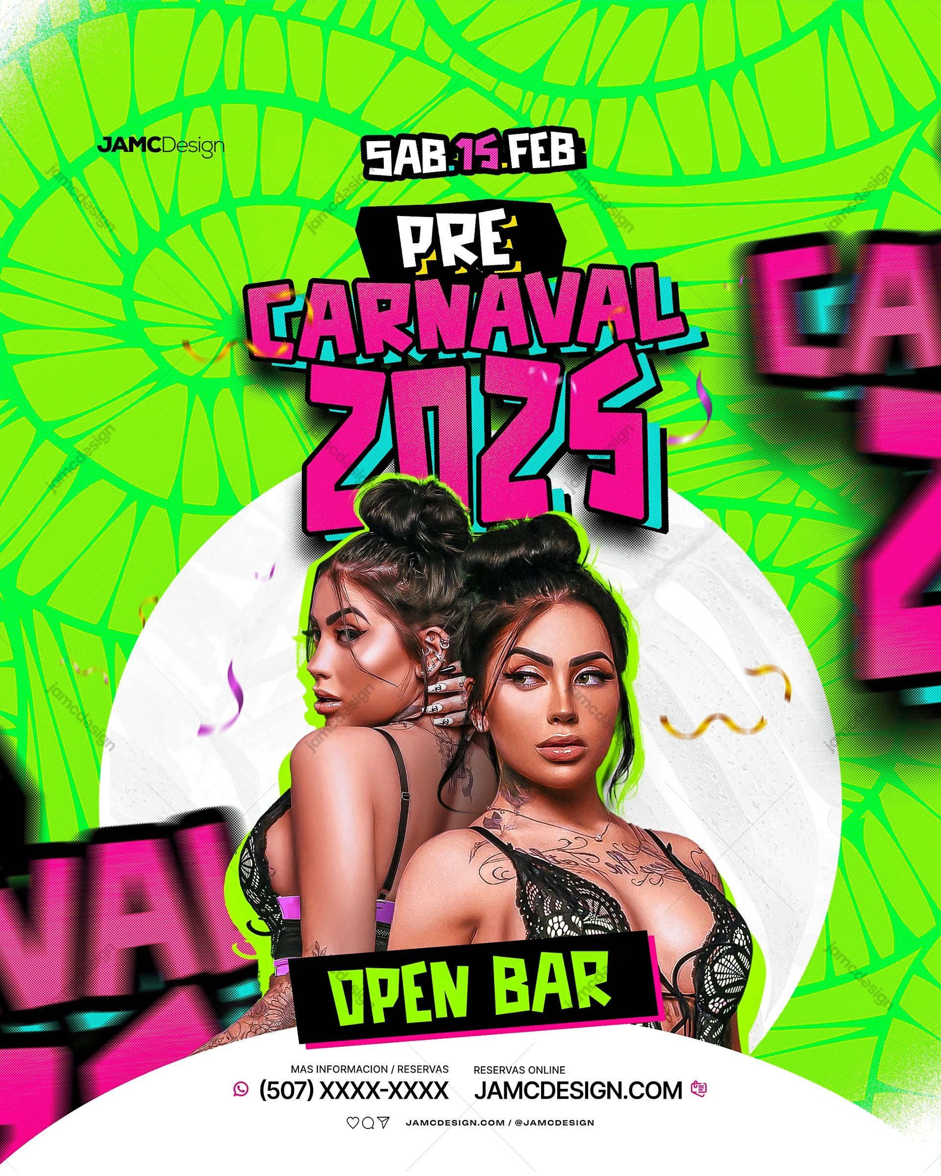 Pre Carnaval Party Flyer Template PSD