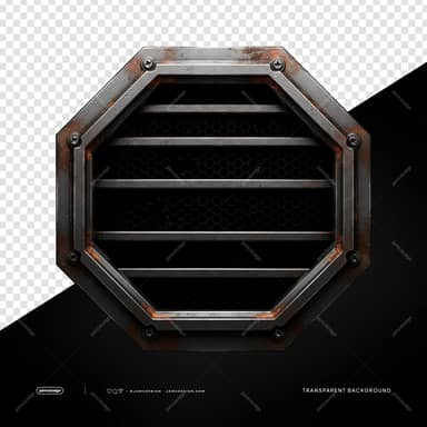Riveted Octagonal Metal Grille Dark Mesh PNG Transparent