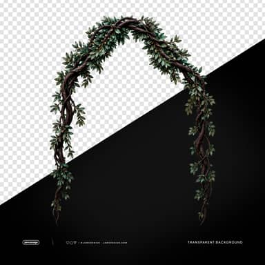 Decorative Vine Arch with Leaves PNG Transparent Background