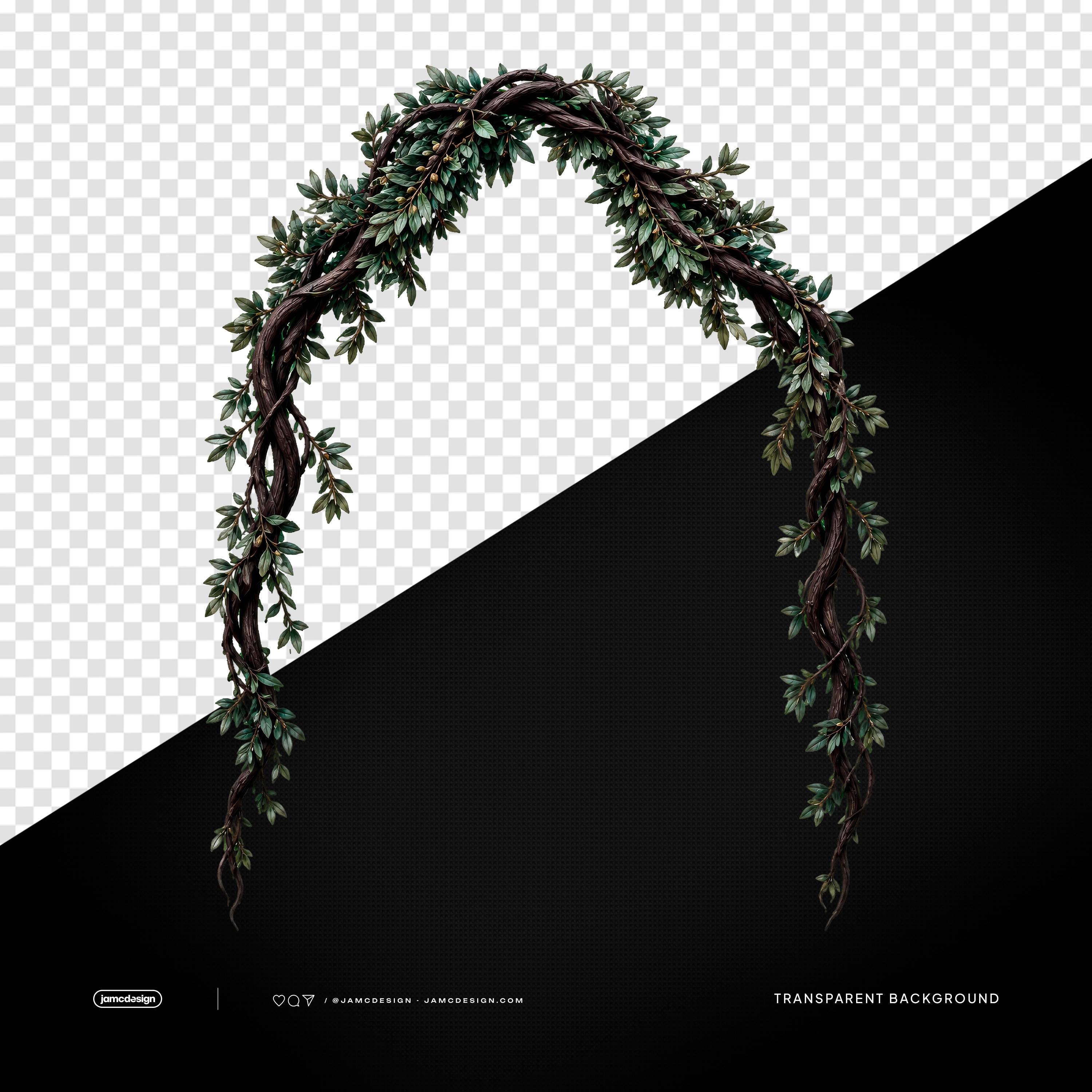 Decorative Vine Arch with Leaves PNG Transparent Background