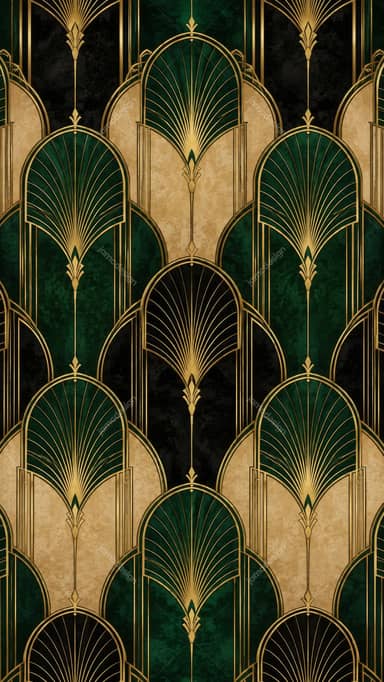 Luxury Green Gold Art Deco Pattern