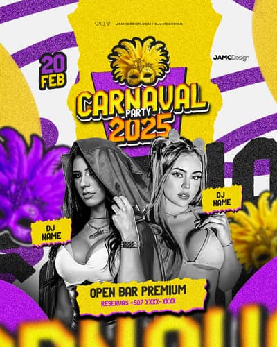 Carnaval Party Flyer Template PSD