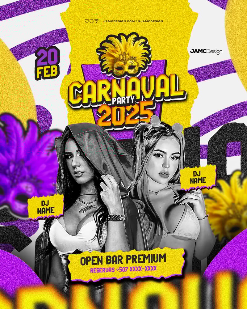 Carnaval Party Flyer Template PSD