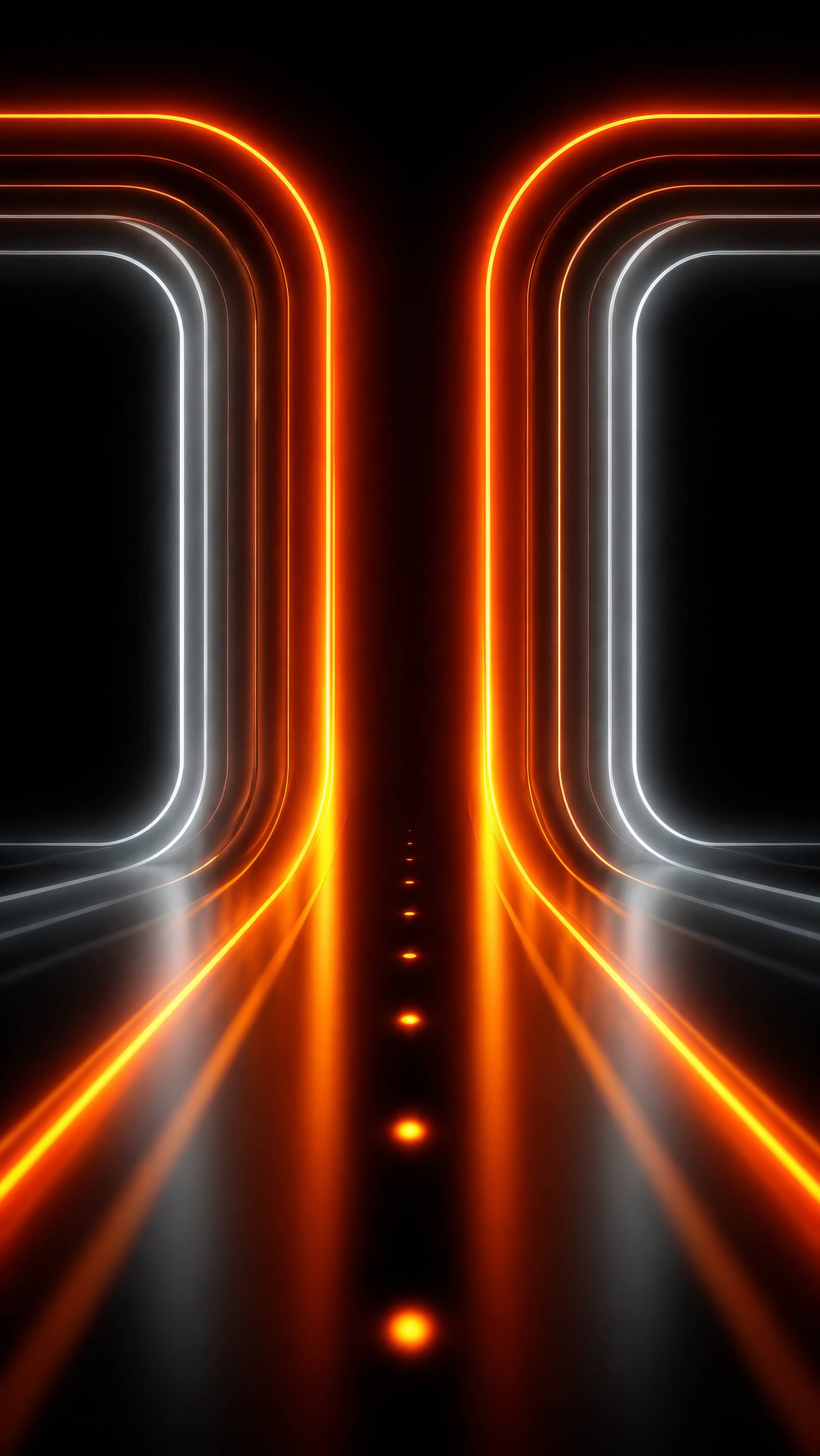 Orange Neon Futuristic Tunnel Background