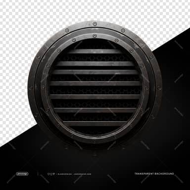 Round Black Metal Grille Dark Frame PNG Transparent