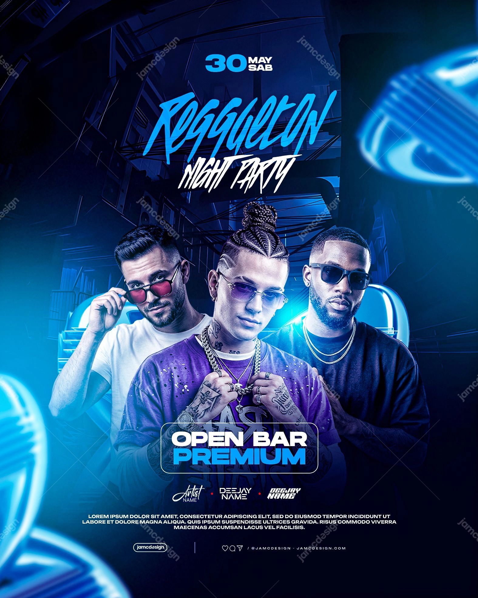 Reggaeton Night Flyer Template PSD Editable