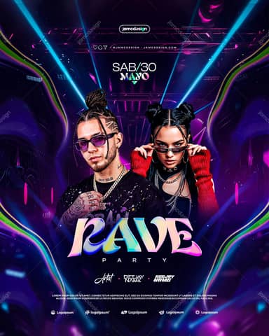 Rave Party Flyer Modèle PSD Modifiable