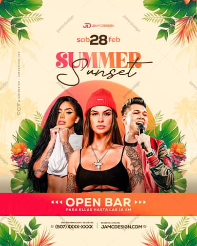 Coucher de Soleil D'été Modèle de Flyer PSD