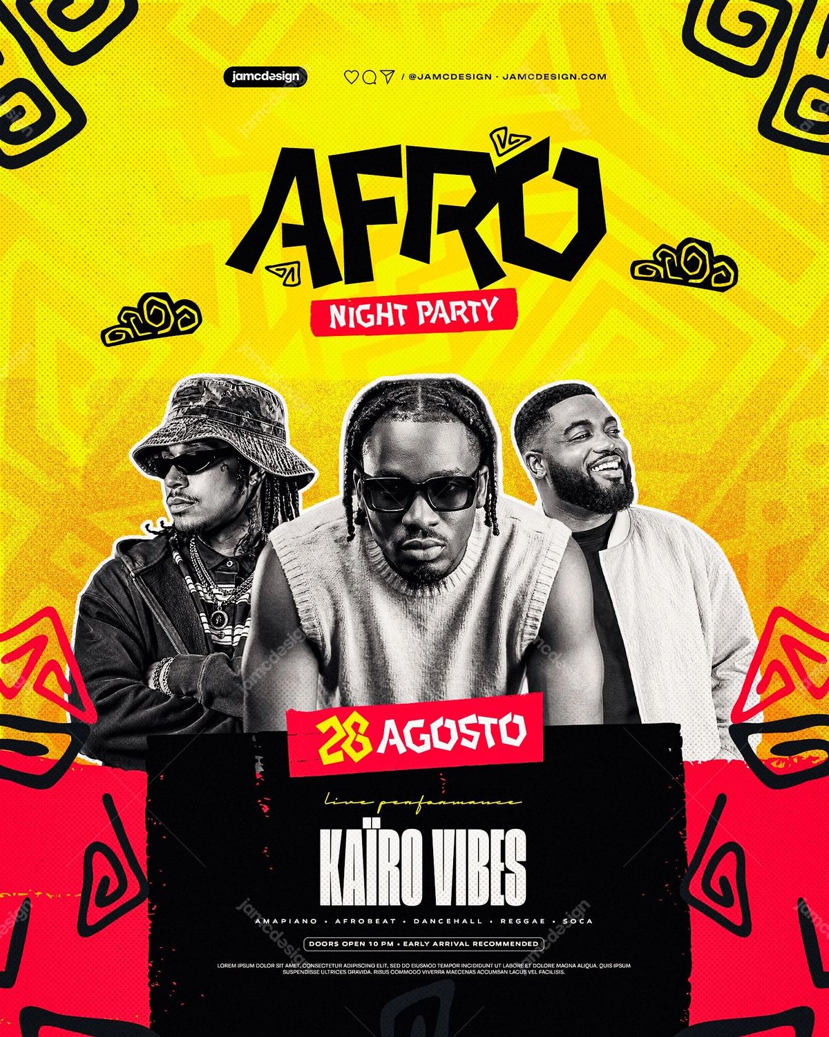 Afro Night Party Event Flyer Template PSD Editable