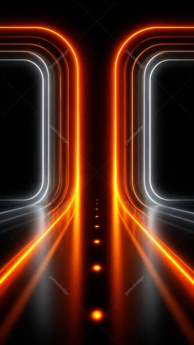 Fond de Tunnel Futuriste Néon Orange