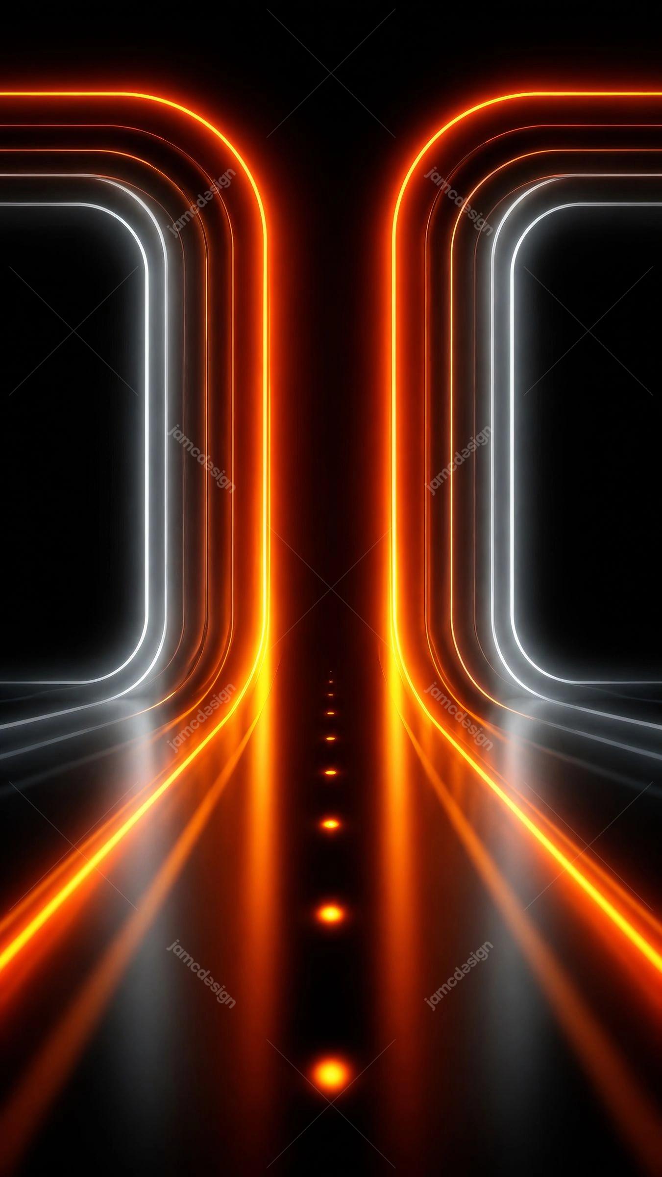 Orange Neon Futuristic Tunnel Background