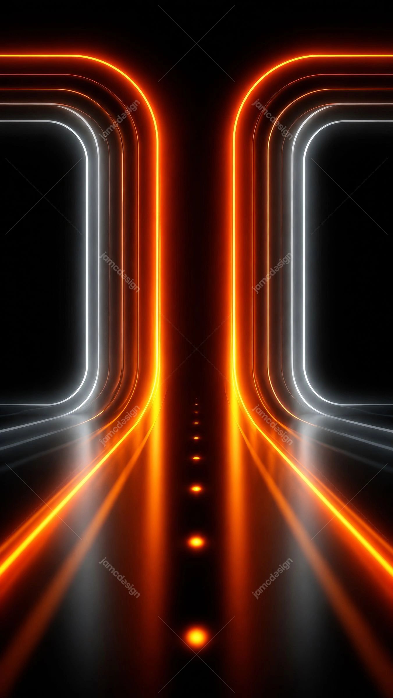 Orange Neon Futuristic Tunnel Background