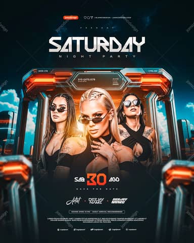 Saturday Night Party Event Flyer Template PSD Editable