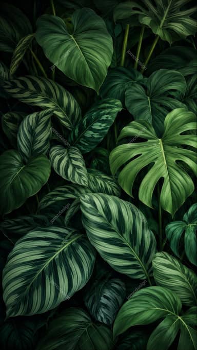 Arrière-Plan Botanique Feuilles Tropicales Panachées Sombres