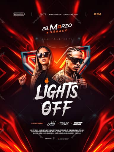 Modelo de Flyer Festa Lights Off PSD Editável