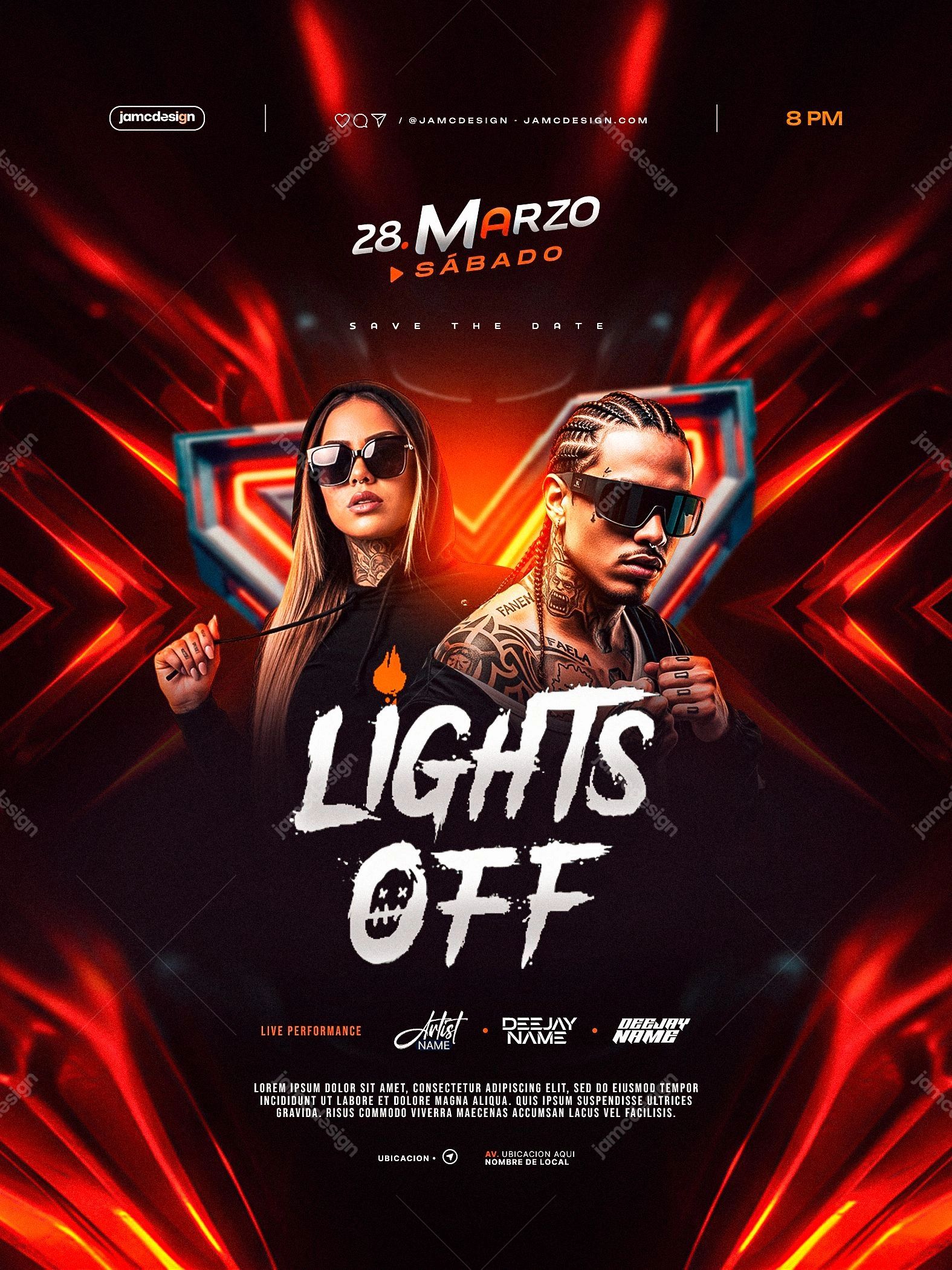 Lights Off Party Flyer Template PSD Editable