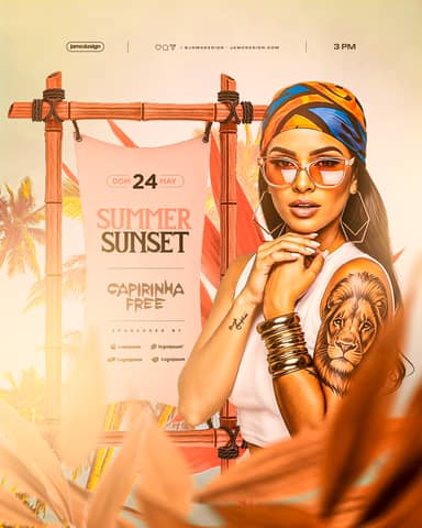 Summer Sunset Flyer Template PSD Editable