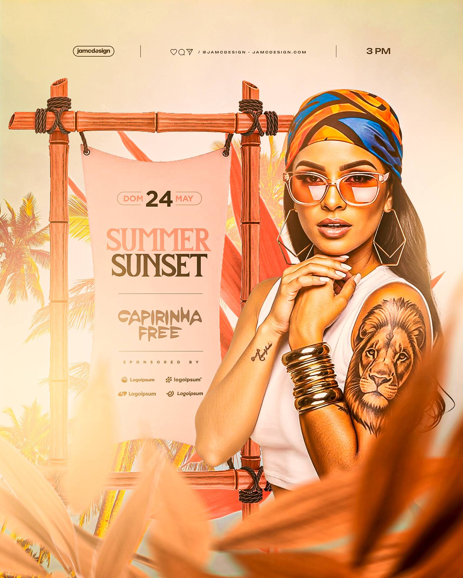 Summer Sunset Flyer Template PSD Editable