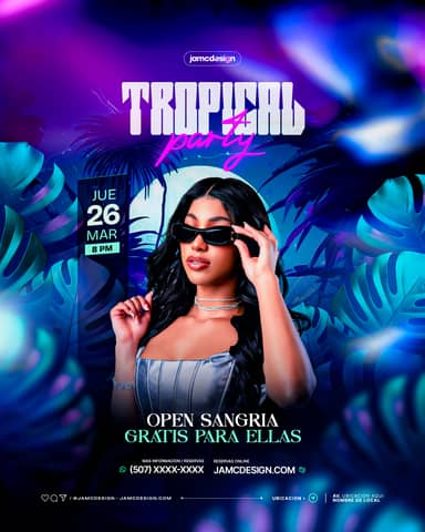 Tropical Party Flyer Template PSD