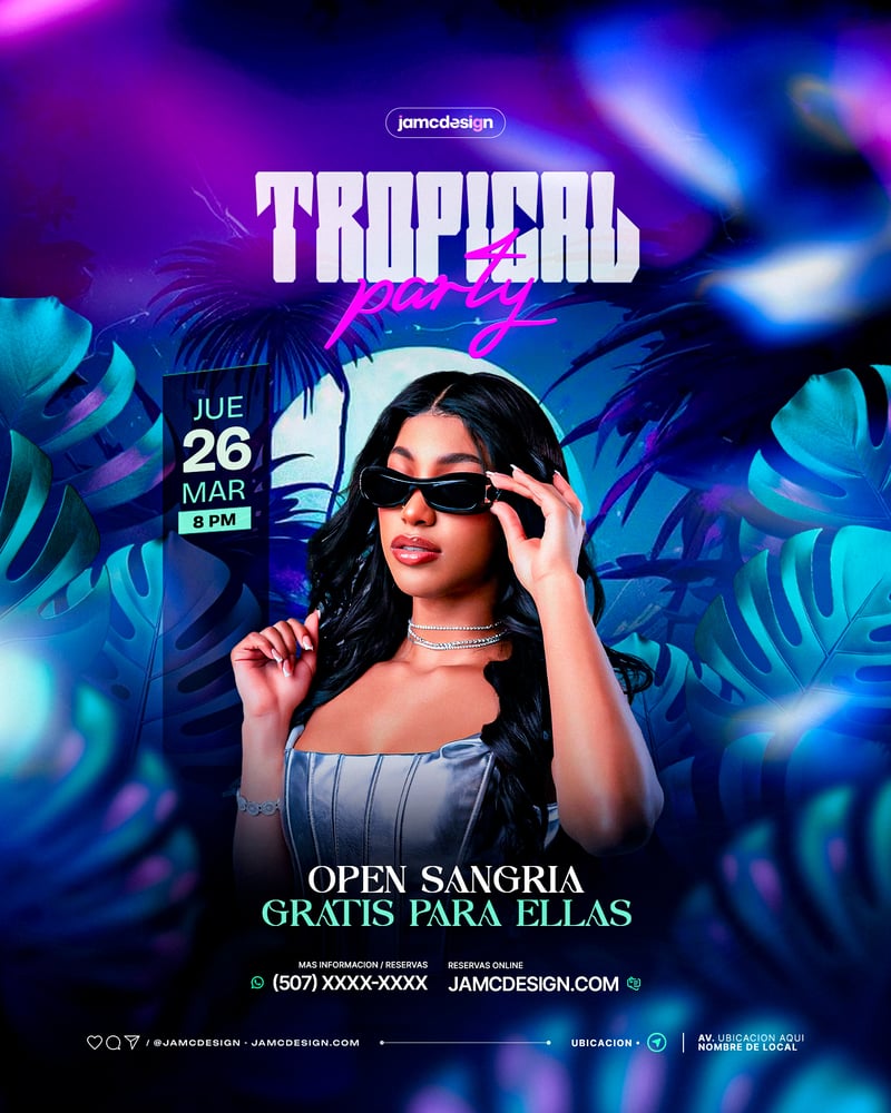 Tropical Party Flyer Template PSD