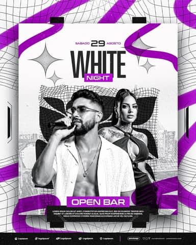 White Party Social Media Flyer Design Template PSD Editable