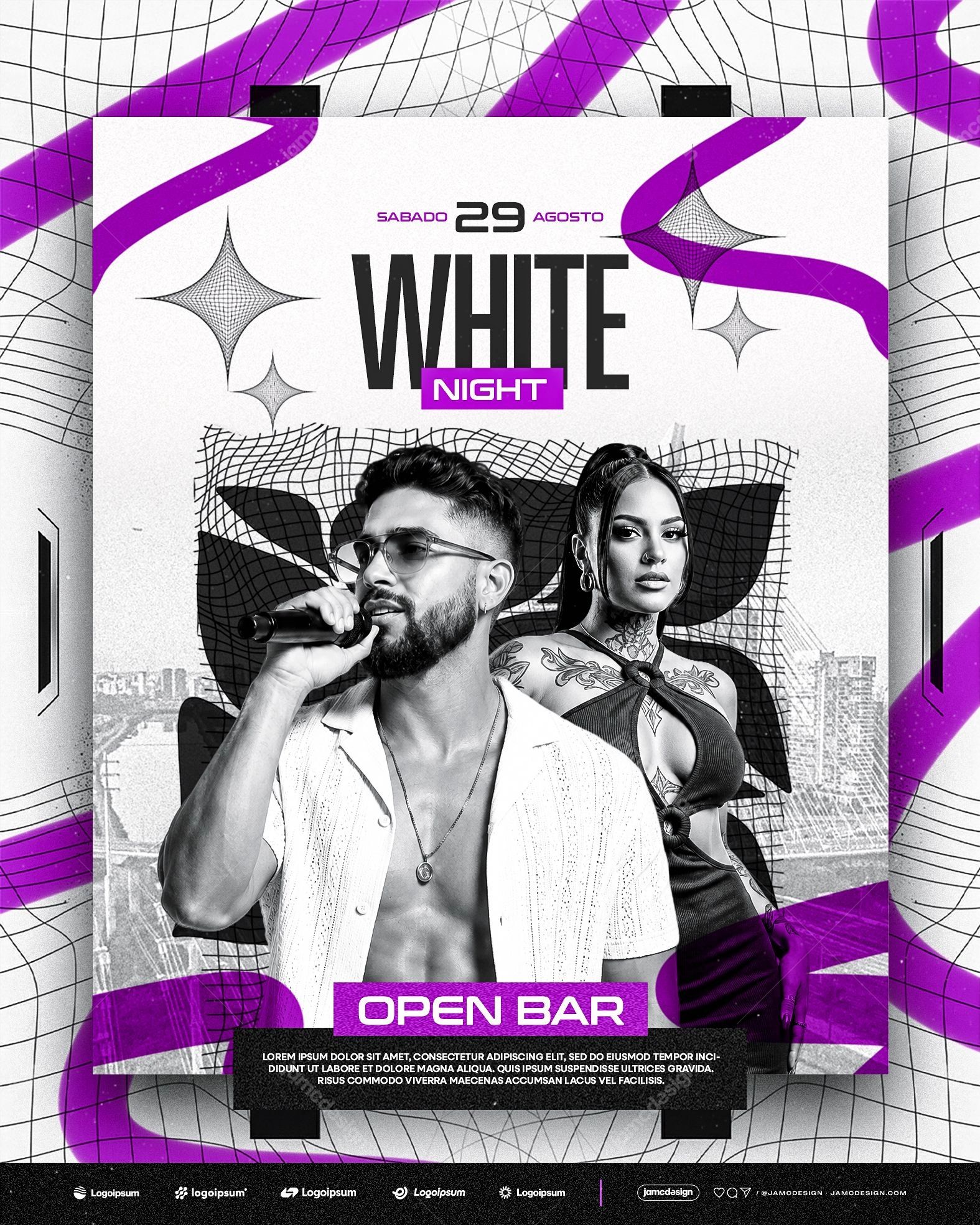 White Party Social Media Flyer Design Template PSD Editable