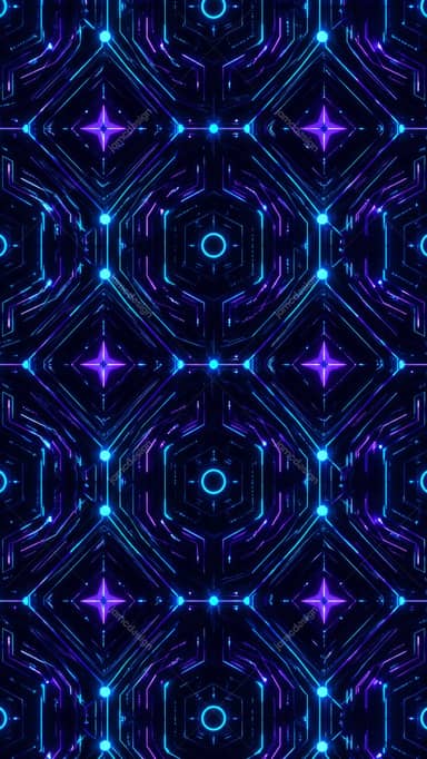 Futuristic Blue Purple Neon Tech Pattern