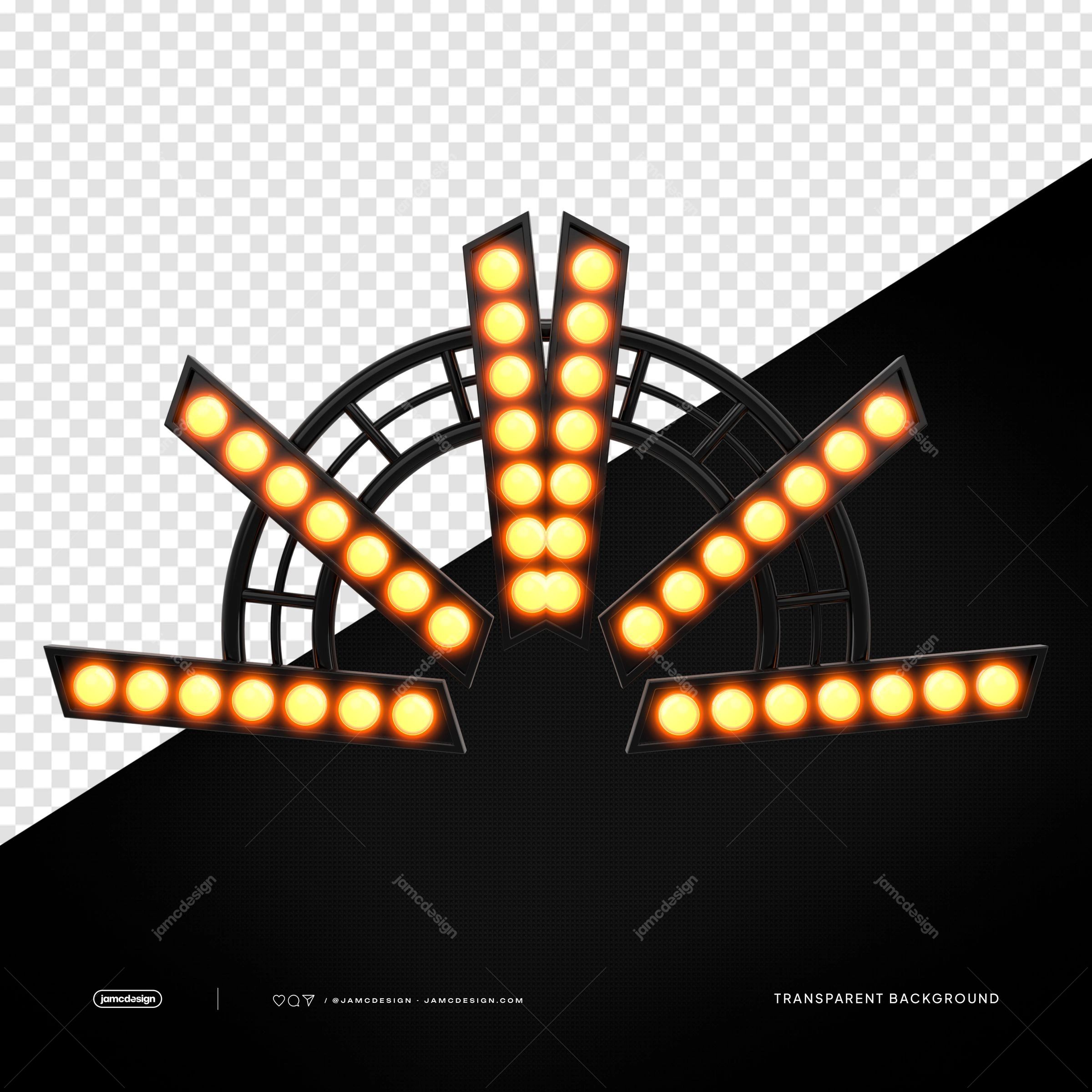 Orange LED Stage Light Frame PNG Transparent Background