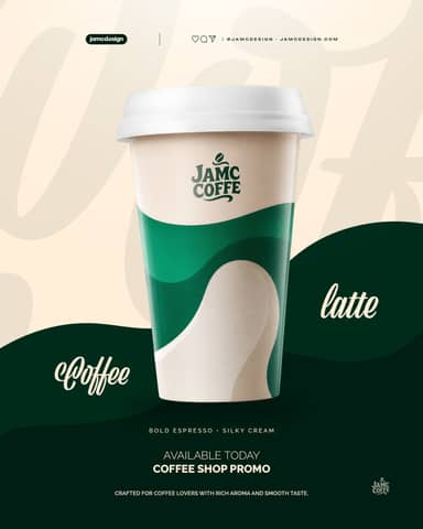 Coffee Latte Design Flyer Template PSD Editable