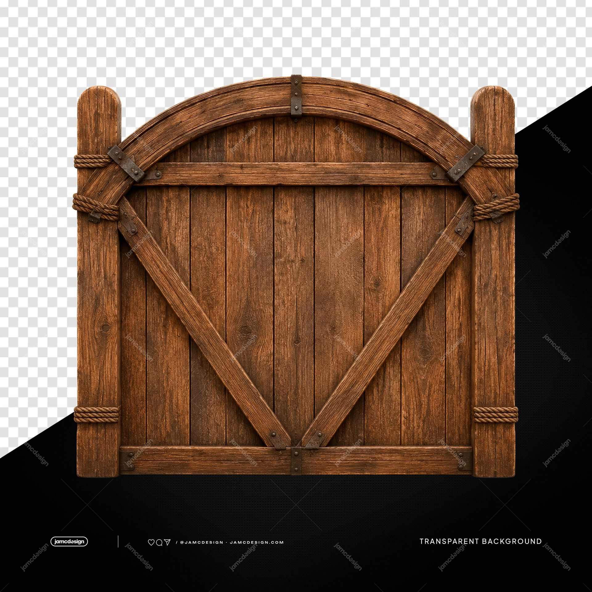 Rustic Barn Door With Diagonal Braces PNG Transparent. PNG transparent object showing a rustic wooden barn door with planks, diagonal braces