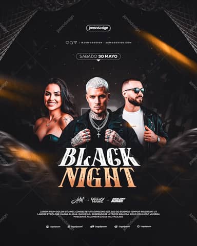 Modèle de Flyer Black Night PSD Modifiable