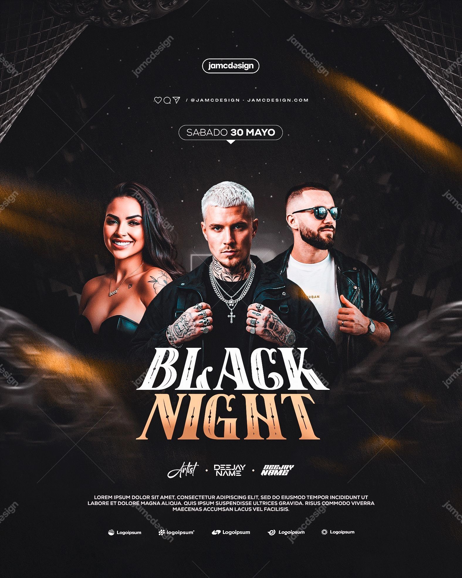 Black Night Flyer Template PSD Editable