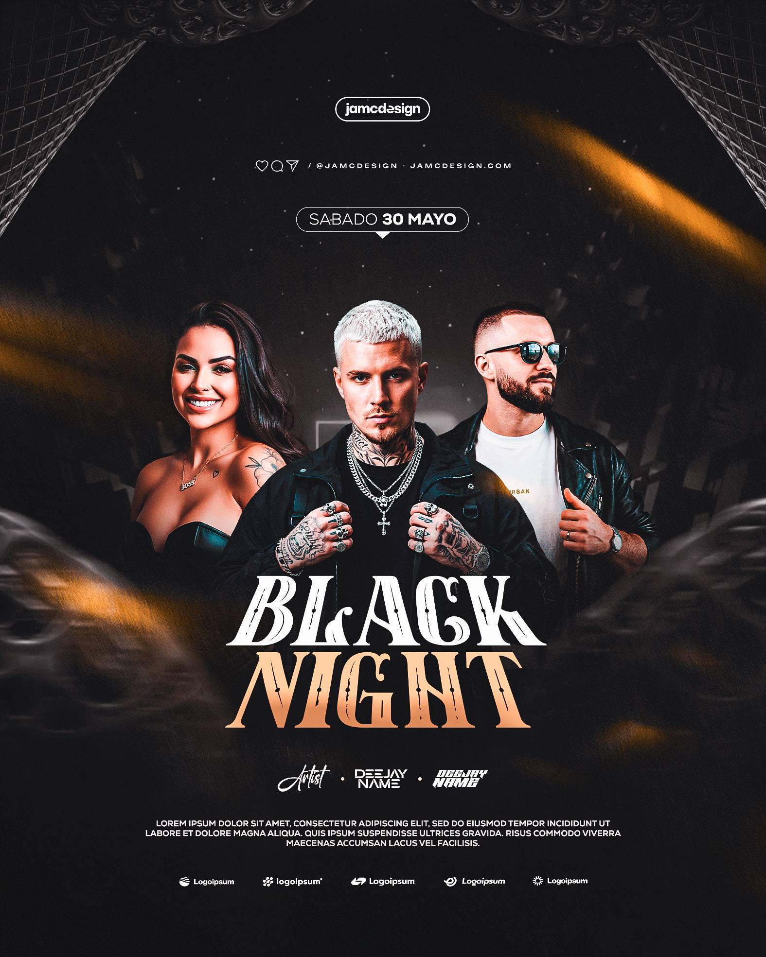 Black Night Flyer Template PSD Editable