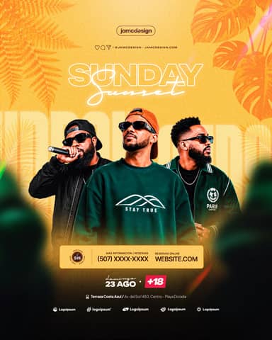 Sunday Sunset Design Flyer Template PSD Editable