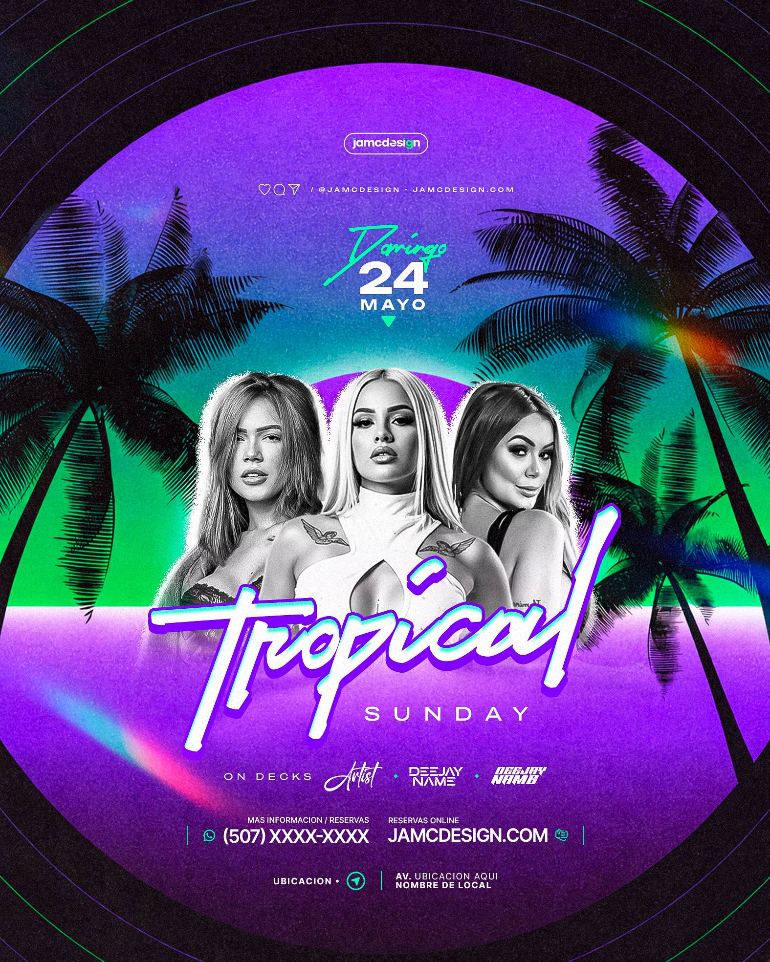 Tropical Sunday Flyer Template PSD Editable