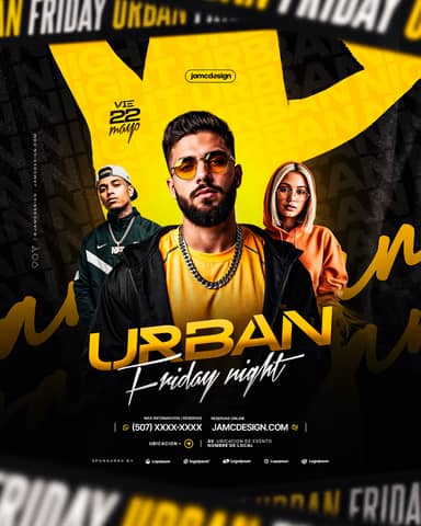 Urban Friday Night Flyer Template PSD Editable