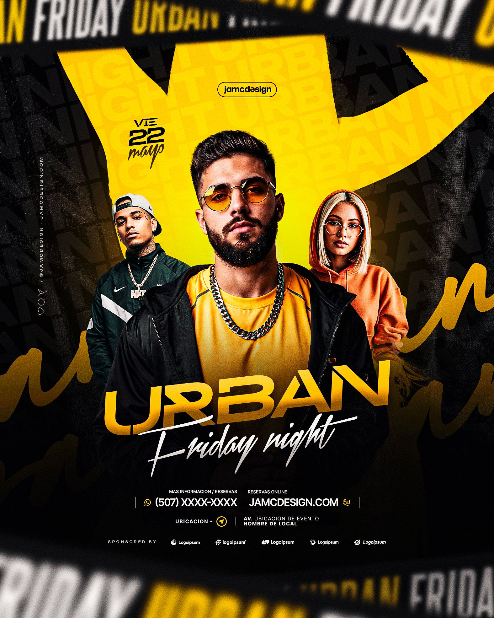 Urban Friday Night Flyer Template PSD Editable