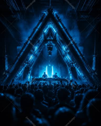 Fundo Blue Neon Underground DJ Concert Crowd