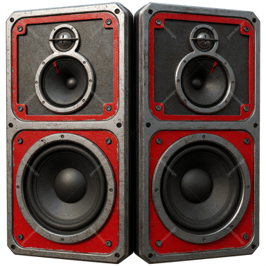 Red And Black Vintage Speaker Pair Red Black Speakers PNG Transparent