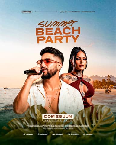 Summer Beach Party Flyer Design Template PSD Editable